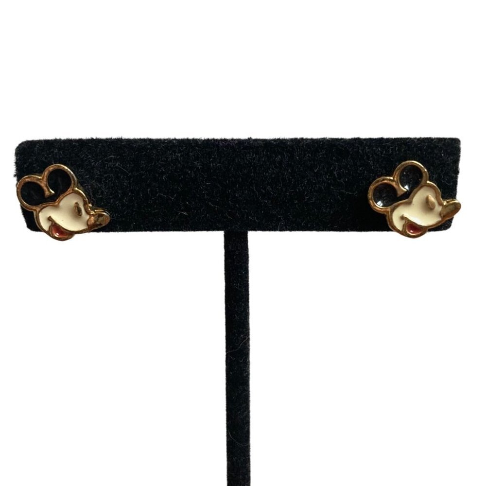 Vintage Mickey Mouse Stud Earrings Disney Licensed Gold Tone Pierced